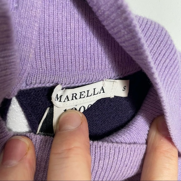 Marella 100% Baby Wool Purple Chevron Dress - Picture 9 of 10